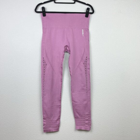 Gymshark Women's Large Pink High Rise Compression Leggings Gym Training Vented - Picture 1 of 9